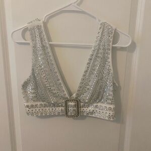 12th tribe violet rhinestone crop top